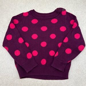 Baby Girl Crewneck Polkadot Sweater - Preloved. 24 month